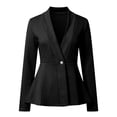 thumbnail image 4 of HXWCHs Textured Jacquard Shawl Collar Denim Jacket Button Front Long Sleeve Casual Outerwear Coat for Women S Black, 4 of 4
