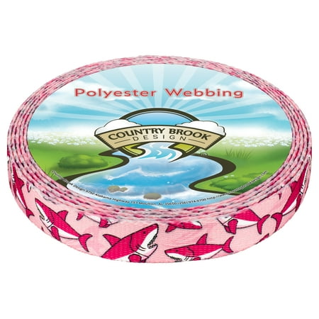Country Brook Design - Pink Sharks Polyester Webbing (3/4 Inch 10 Yards)