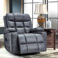 thumbnail image 4 of YODOLLA Oversized Nursery Electric Recliner Chair, Power Sofa with USB & Cup Holders, Breathable Leather Fabric, Home Theater Seating in Bronze Dark Grey, 4 of 6