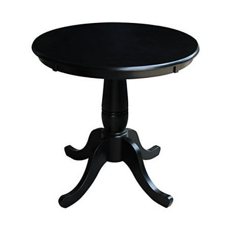 - Modern Transitional Solid Wood 30 Inch Butcher Block Top Pedestal Table - Includes Modhaus Living Pen (Black)