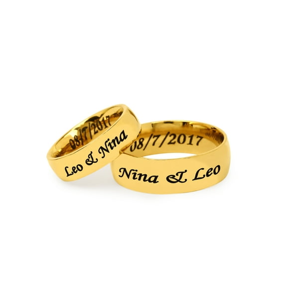 Personalized Stainless Steel Couples Gold Tone Spinner Ring for Her