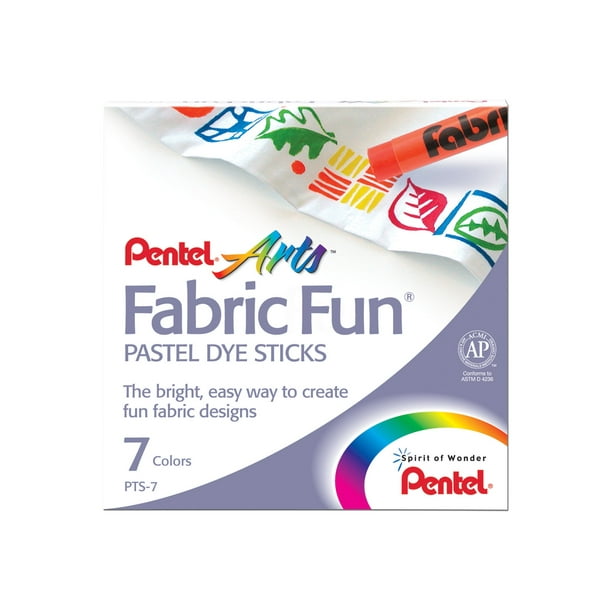 Pentel Arts Fabric Fun - Craie de Cire - pour Tissu - Couleurs Assorties - 0,5 mm - fine (pack de 7)