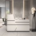 thumbnail image 1 of OXYLIFE Bureau de Réception en Bois en Forme de L, Comptoir de Réception avec Plateau pour Clavier pour Bureau Boutique Hall, 1 of 5