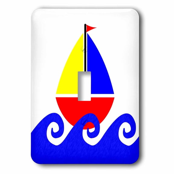 3dRose, Little Boy Cute Blue Red Yellow Sailboat, single toggle switch