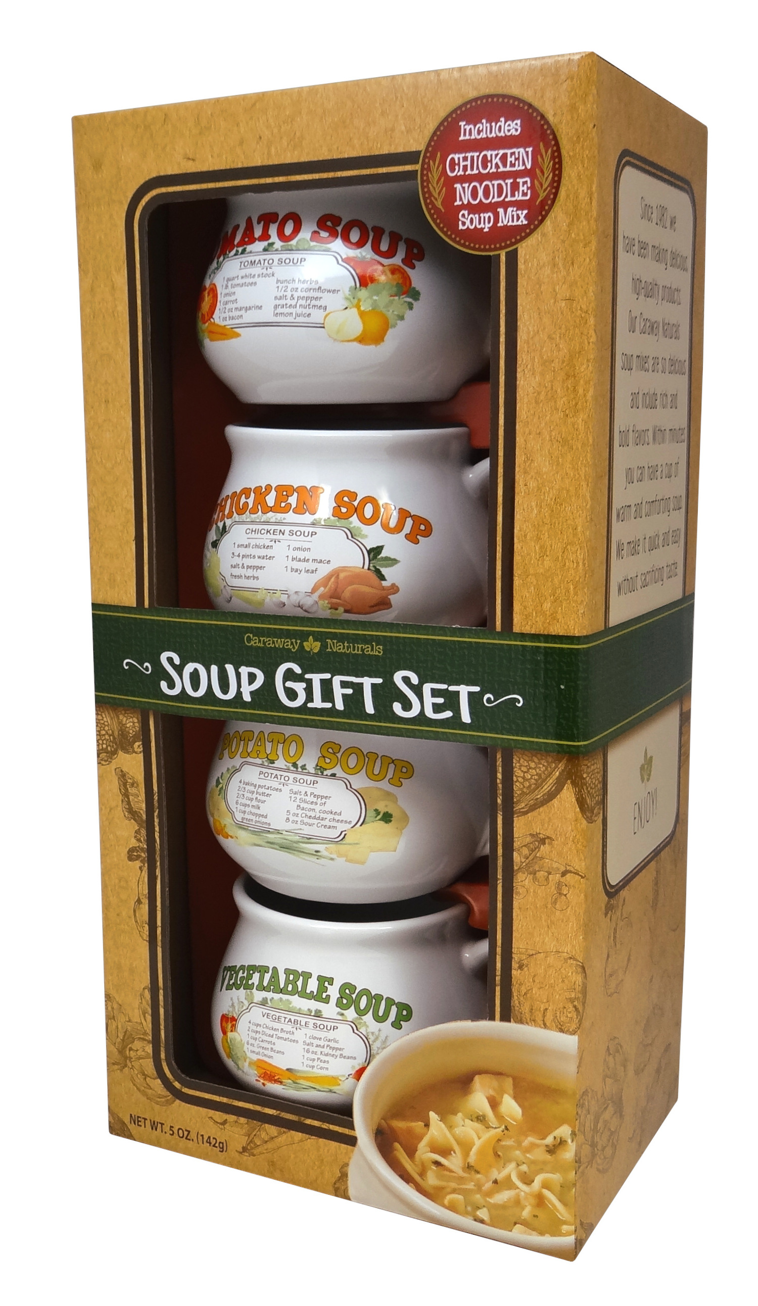 Nostalgic Soup Bowls Box Gift Set with Chicken Noodle Soup Mix by Caraway Naturals, 5oz, 1ct - image 2 of 11