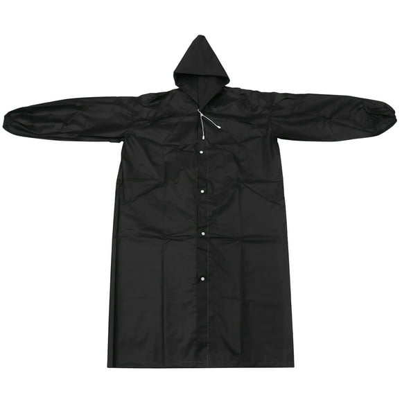 Reusable Raincoat Matte EVA Rain Poncho Outdoor Waterproof Raincoat Outdoor Rainwear for Adults (with Elastic Cuff, Black)