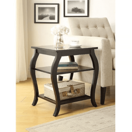 Black Finish Bow Leg Square End Table Black Finish Bow Leg Square End Table