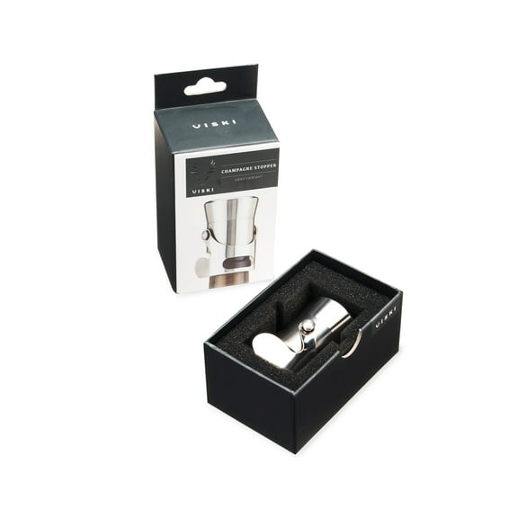 Viski Heavyweight Stainless Steel Champagne Stopper, Sparkling Wine Stopper