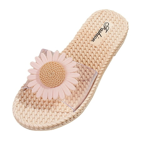 

NECHOLOGY Women s Summer Sunflower Beach Foreign Trade Slippers Plaid Womens Slippers Boots Pink 7