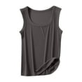 thumbnail image 2 of Tank Tops for Women Plus Size Sleeveless Solid Color Square Neck Tank Home Top Thin Bottoming Shirt Dark Gray L, 2 of 6
