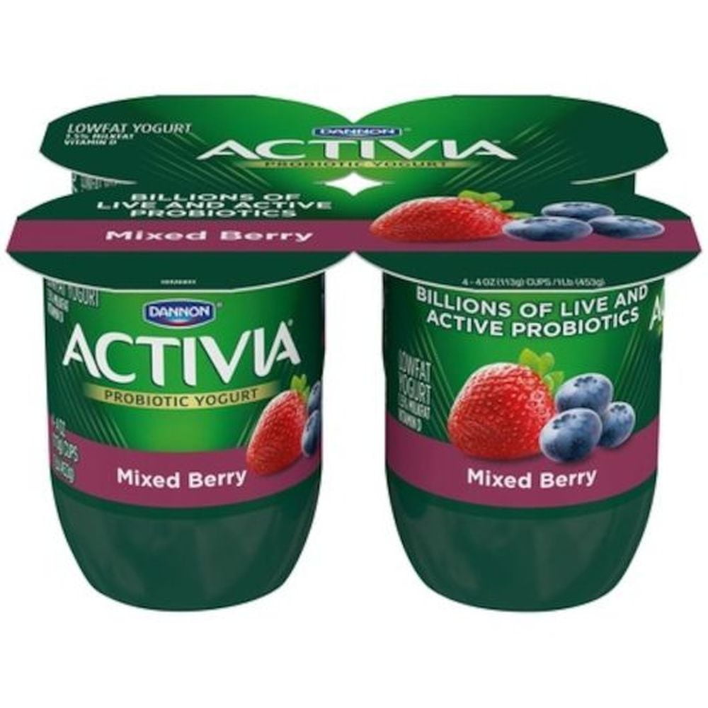 Activia Low Fat Mixed Berry Yogurt, 4 Ounce -- 24 per Case.