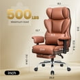 thumbnail image 3 of COOLHUT Large Executive PU Leather Office Chair with Adjustable Armrests and Footrest, High Back and Lumbar Support, Ideal for Big and Tall Users, Perfect for Home Office or Computer Desk Use, Brown, 3 of 9