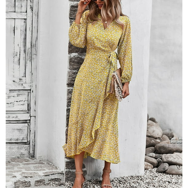 Womens floral long sleeve dress 2025