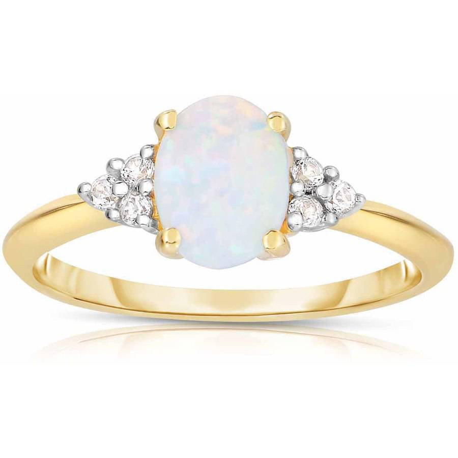 ONLINE - Created Opal White Topaz 10kt Yellow Gold Ring - Walmart.com