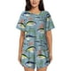 thumbnail image 1 of Balery Various Wild Sea Fish Conjunto de Pijama para Mujer con Estampado, Dos Piezas de Manga Corta y Shorts, Ropa de Dormir Suave con Cuello Redondo y Bolsillos-4X-Large, 1 of 6