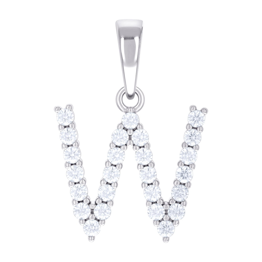 925 Sterling Silver Unisex 0.79ct Moissanite Letter Name Personalized Monogram Initial W Alphabet Charm Pendant Necklace