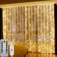 thumbnail image 2 of Cortina de luces USB para interiores, cascada, guirnalda de luces LED para dormitorio, decoración para bodas, fiestas de Navidad, vacaciones, 3, 4 y 6 m, 2 of 5