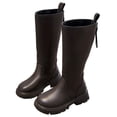 thumbnail image 2 of LYHao Girls Winter Boots Mid Calf Height Side Zipper Warm Lined Non Sole Ankle Booties For Toddler Kids Outdoor Rain Cold Weather ,Girls Boots Sizes 13 Brown(7.5-8 Years), 2 of 6