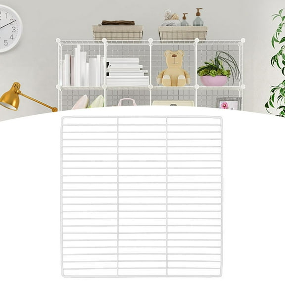 Portable Pet Playpen Panel, Cage DIY Iron Expandable Fence Supplies Wire for Camping Enclosure Small Animals Yard Puppy White Dense Grid