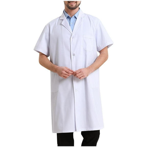 Miluxas Professional Lab Coat for Men Women Long Sleeve, White, Unisex White