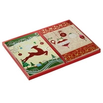 Global Printed Products 10 Foil and Glitter Holiday Cards with White Envelopes - Featuring Reindeer and Ornament Designs - GPP-0086-C