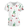 thumbnail image 5 of Camisas Navideñas Para Mujer Moda de Manga Corta Con Cuello en V Tops Uniforme de Trabajo Blusa Con Bolsillo de Impresión Tops Odeerbi ODB202426, 5 of 5