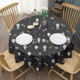 thumbnail image 3 of Halloween Skull and Bone Pattern Round Tablecloth 60"x60",Wrinkle Wipeable Table Cloth for Kitchen Dining Room Picnic Patio Party, 3 of 6