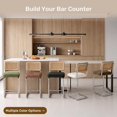 thumbnail image 2 of Daluvenix Natural Rattan Bar Stools Set of 2 with Cane Back, Mid Century Modern Kitchen Counter Height BarStools, Dining Room Upholstery Boho Microvelvet Seat Bar Chairs, 2 of 8
