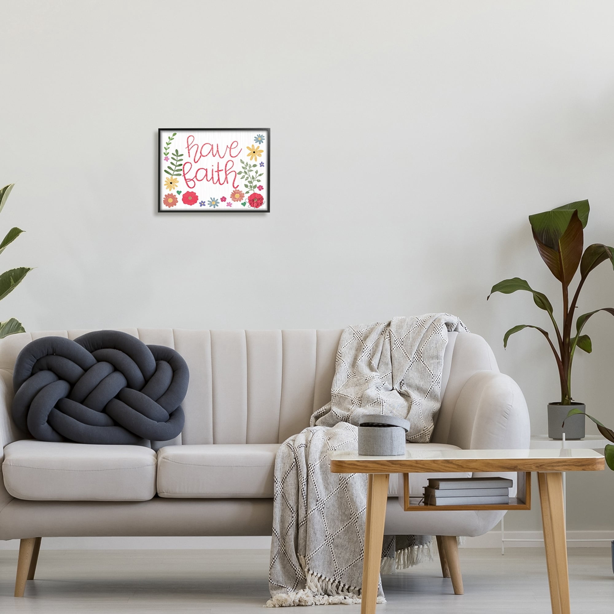 Stupell Industries Have Faith Calligraphy Whimsical Flower Border, 30 x 24, Design by Stephanie Dicks