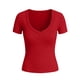 thumbnail image 5 of Camisas de Manga Corta para Mujeres Casual con Cuello en V Plisado, Camisetas de Color Sólido para Primavera Verano, 5 of 6