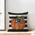 thumbnail image 4 of Fall Decor Pillow Covers 18x18 Set of 2, Black Stripes and Orange Pumpkin Pattern Decorative Throw Pillows Linen Autumn Thanksgiving Cushion Pillow Covers for Sofa Couch Outdoor Decor, 4 of 6