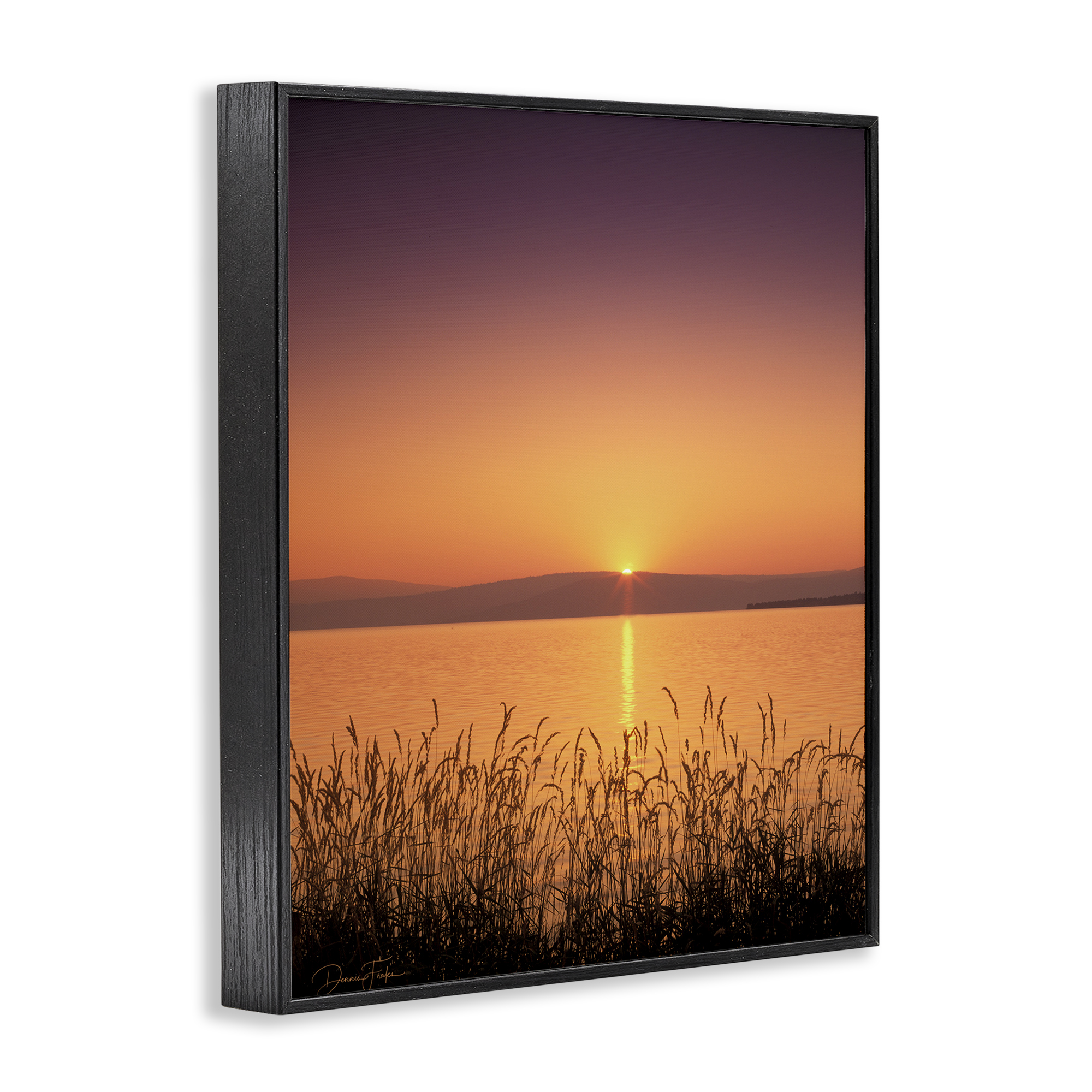 Stupell Industries Deep Orange Sunset Landscape Photography Black Framed Art Print Wall Art, 11 x 14