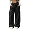thumbnail image 2 of KIHOUT Womens Wide Leg Sweatpants High Waisted Casual Pants Elastic Waistband with Pockets Loose Fit Baggy Solid Color Plain Trousers for Women, 2 of 8
