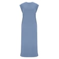 thumbnail image 3 of Vibrex Casual Summer Sleeveless Tank Dress Long Maxi Sundresses Loose Wrinkle-Free Beach Travel Vacation Clothes Round Neck Solid Color Shirt Dress, 3 of 7