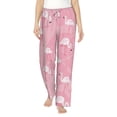 thumbnail image 2 of Picia Pink Flamingos and Flowers Womens Soft Woven Cotton Elastic Waistband Sleep Pajama Pant Lounge Sleep Pant With Pockets And Drawstring-Medium, 2 of 9