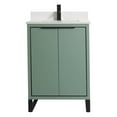 thumbnail image 3 of Fine Fixtures Opulence Collection 24 in. W x 18 in. D x 33 in. H Bathroom Vanity in Mint Green with White Carrara Sintered Stone Sink - Black hardware, 3 of 8