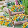 thumbnail image 2 of Artificial Fake Flowers, 6 Bundles Daisy Mums Flowers Outdoor UV Resistant No Fade Greenery Shrubs Plants Indoor Outside Hanging Planter Home Wedding Office DIY Garden Porch Décor (Orange Yellow), 2 of 4