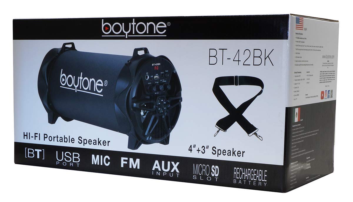 Boytone Portable Bluetooth Speaker with Water Resistant, Black, BT-42BK - image 4 of 6