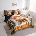 thumbnail image 2 of Castle Fairy Jungle Animal Deer Queen Bedding 7pcs for Teens,Ripped American Flag Autumn Leaf Bedding Comforter Set Queen,Red Brown Orange,Black Reversible, 2 of 7