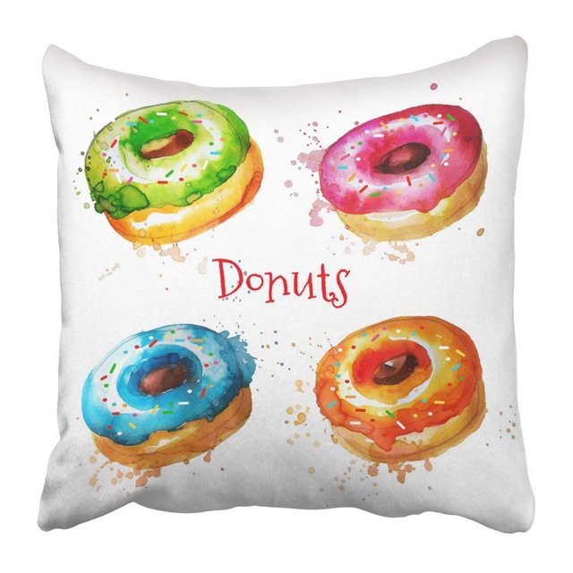 Funda de Almohada ABPHQTO Acuarela Azul de Rosquillas Colorido 45x45 cm