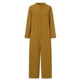 thumbnail image 4 of ZAZYULZ Pant Rompers for Women Ladies Autumn Winter Solid Color Pockets Jumpsuit Shirt Long Trousers Jumpsuit(Khaki,L), 4 of 6