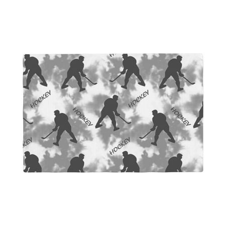 

Table Placemats Set of 4 - cool hockey players grey 12x18 In Faux Linen Double Heat Resistant Place Mats Cloth Indoor/Outdoor Placemats Washable Table Mats for Dining Kitchen Party