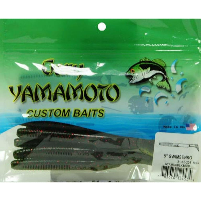 Gary Yamamoto 5 Swimming Senko Fishing Lure, Watermelon with Large Black  and Small Red Flakes