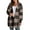 Brown, variant on Brown Young Adult Tops Womens Winter Coats Warm Plush Hooded Jackets Up Button Cardigan Trendy Plaid Fuzzy Outerwear Plus Size Tops for Women