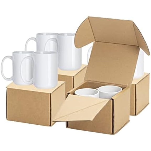8 Pack 15 OZ Sublimation Ceramic Mugs Blanks Coffee Mugs White Photo Cups Bulk for Cricut Mug Press Print$$Home Decor, Kitchen, & Other