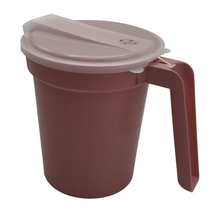 28 oz Water/Ice Pitcher with Translucent Lid with Straw Port, Rose, for Elders, Patient Care and Nursing Homes (Pack of 3)