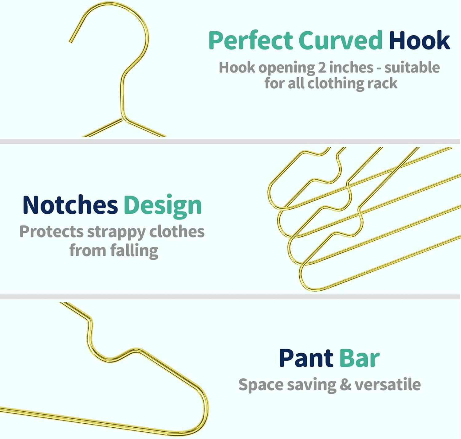 SPECILITE 11.8” Kids Baby Metal Hangers 30 Pack, Heavy-Duty Wire Clothes Hangers with Notches for Toddler Clothes, Gold