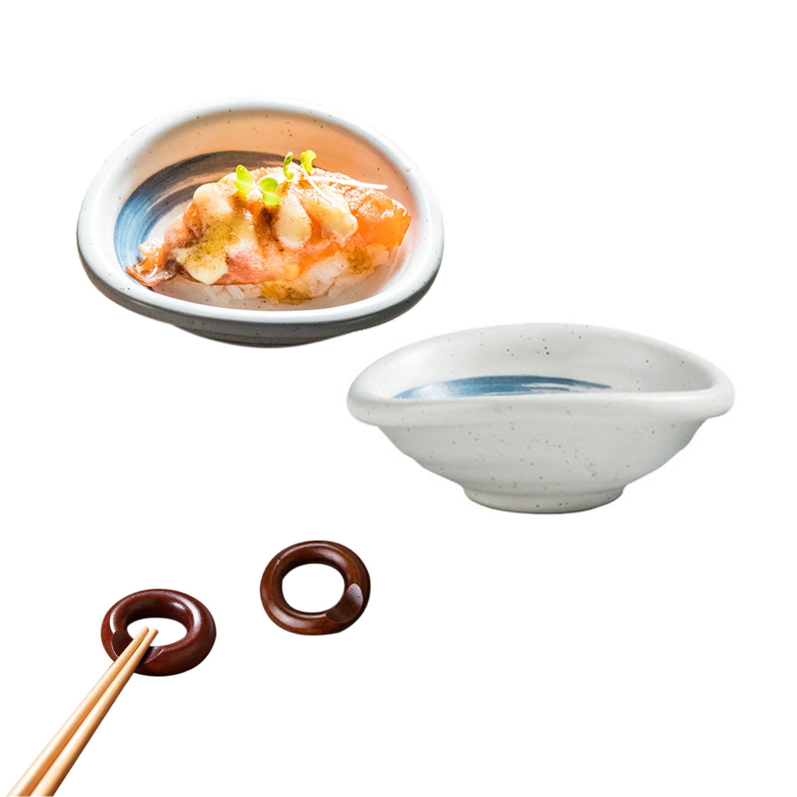 Qeeadeea/Japanese Style Sauce Dishes For Dipping, Sushi Soy Sauce Dish, 2 Pack Small Dipping