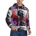 thumbnail image 2 of Pofeuu Artistic Skull Print Mens Casual Hooded Collar Drawstring Hoodies Pullover Sweatshirts Casual Long Sleeve Shirts-Medium, 2 of 7