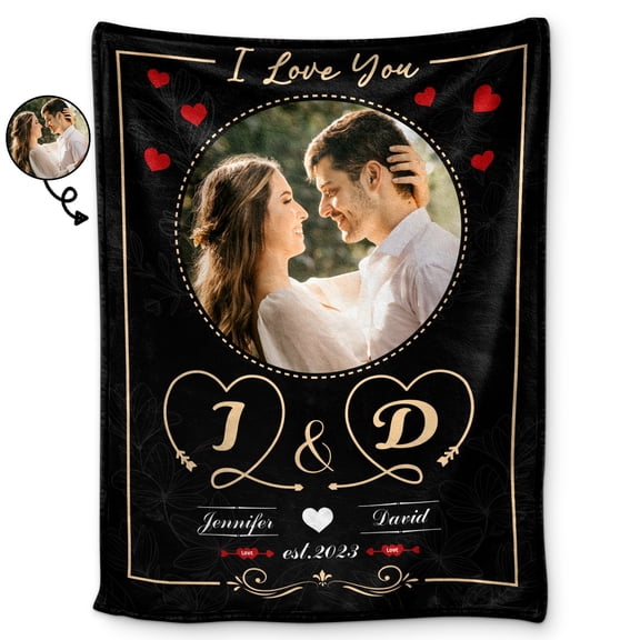Custom Photo I Love You - Loving Gift For Couples - Personalized Fleece Blanket